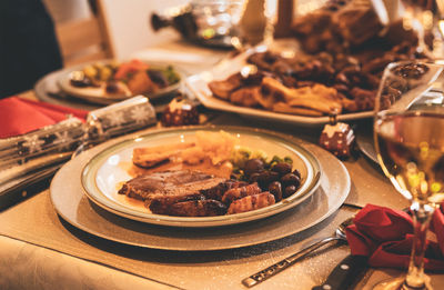 High angle view of meal served in plate