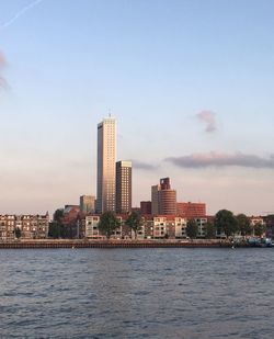 City skyline of rotterdam with river