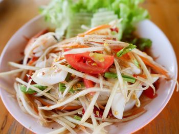 Close-up of salad served in plate