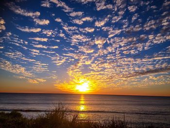 Scenic view of sea at sunset