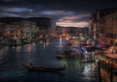 Grand canal of venice after sunset