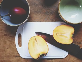 High angle view of breakfast on table