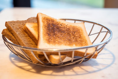 Close-up of dessert in glass on table