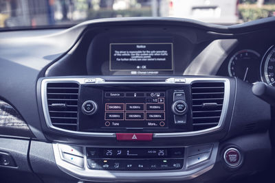 Close-up of car dashboard