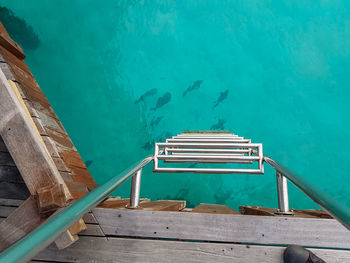 High angle view of swimming pool by sea