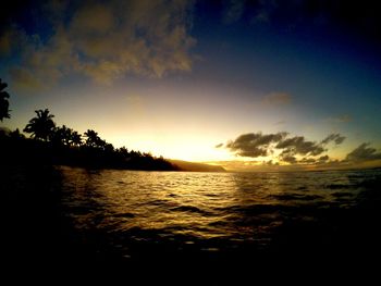 Scenic view of sea at sunset