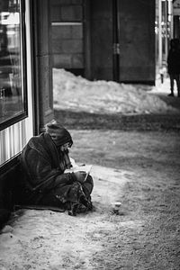 Man sleeping in snow