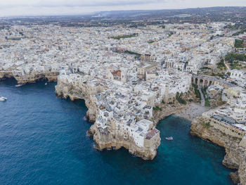 High angle view of city buildings