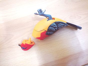 High angle view of toy on table