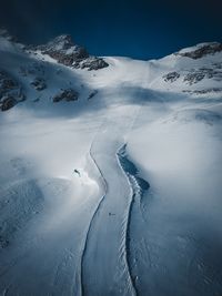 Aerial view of snow covered mountain