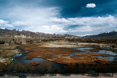 Scenic view of lake against sky