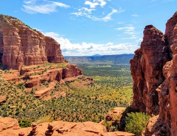 Scenic view of landscape against cloudy sky