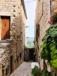 Alley amidst buildings against sky