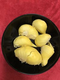 High angle view of fruits in bowl on table