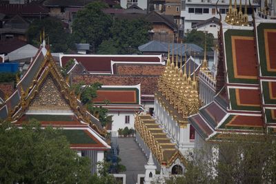 High angle view of buildings in city