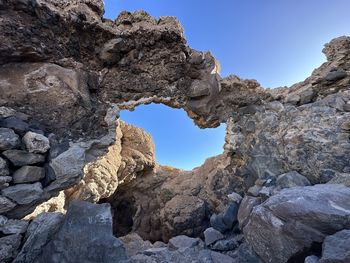 Low angle view of rock formations