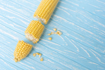 High angle view of yellow bread on table
