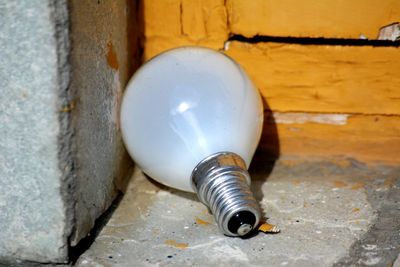 Close-up of light bulb in the corner