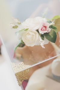 Close-up of white rose bouquet