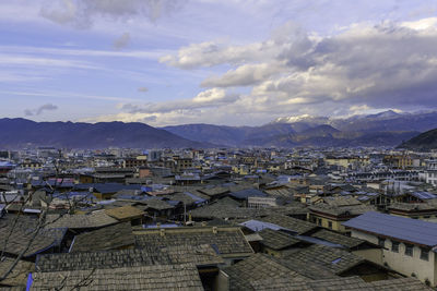 High angle shot of townscape