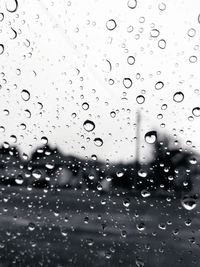 Close-up of raindrops on glass window