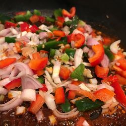 Close-up of chopped vegetables