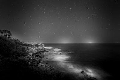 Scenic view of sea at night