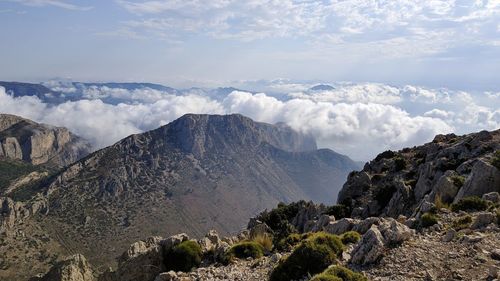 Scenic view of mountains against sky