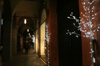 Illuminated building at night