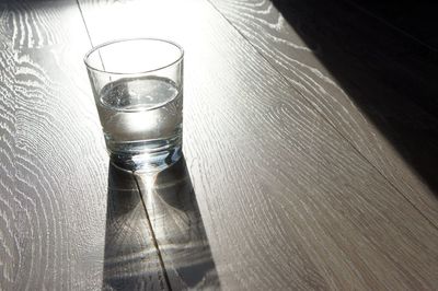 Close-up of water in glass on table