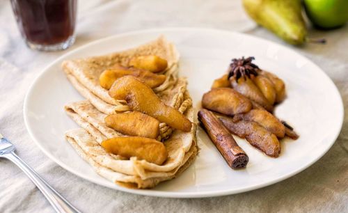 Close-up of food in plate on table