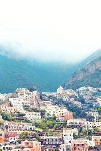 High angle view of town against sky