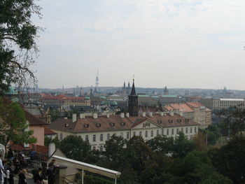 High angle view of cityscape against sky