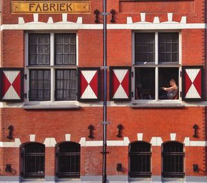 Red building with windows