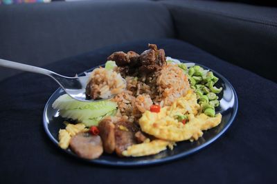 Close-up of food served in plate