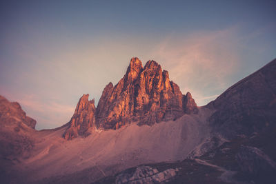 Low angle view of mountains against sky