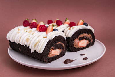 Close-up of cake in plate