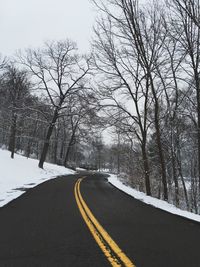 Road passing through snow covered landscape