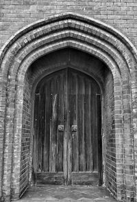 Closed door of old building