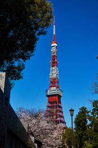 Low angle view of tokyo tower against sky