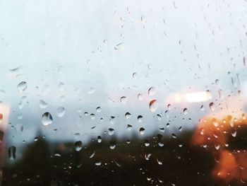 Close-up of raindrops on window