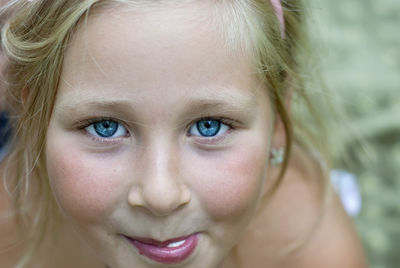 Directly above portrait of girl with blue eyes