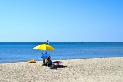 Scenic view of beach against clear sky