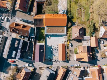 High angle view of buildings in city