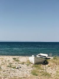 Scenic view of beach against clear sky