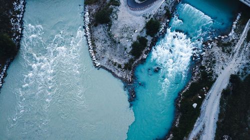 High angle view of swimming pool in sea