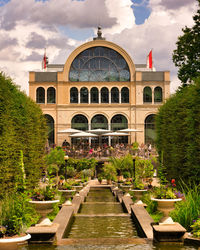 View of garden with building in background