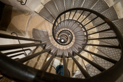 High angle view of spiral staircase