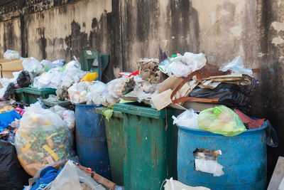 Garbage bin in a row