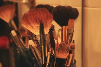 Close-up of make-up brushes